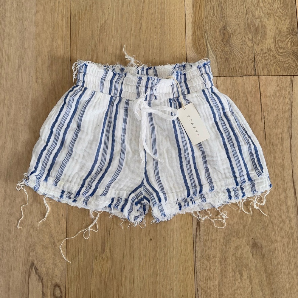 Stark X Blonde Elastic Waist Shorts White And Blue Size XS NWT
